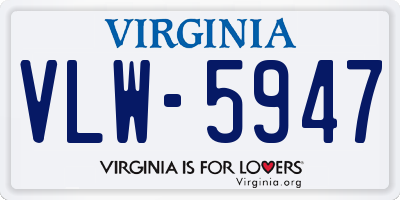 VA license plate VLW5947