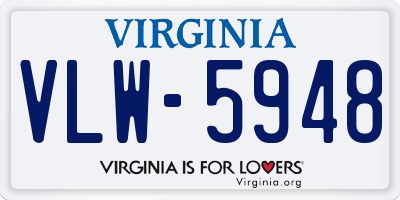 VA license plate VLW5948