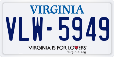 VA license plate VLW5949