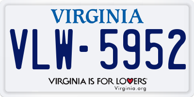 VA license plate VLW5952