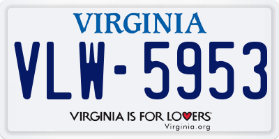 VA license plate VLW5953