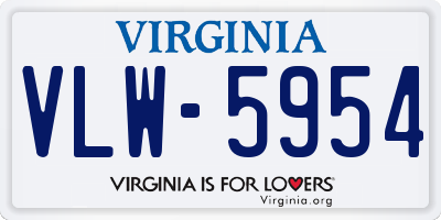 VA license plate VLW5954