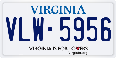 VA license plate VLW5956