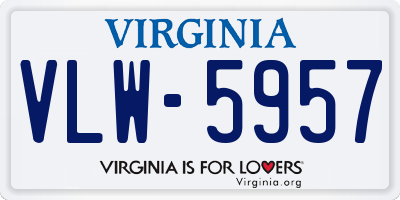 VA license plate VLW5957