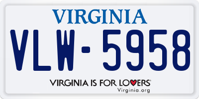 VA license plate VLW5958