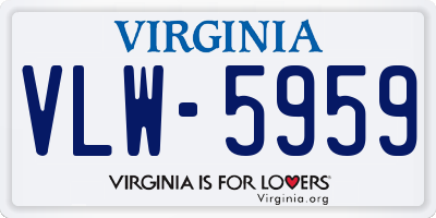 VA license plate VLW5959