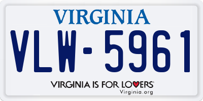 VA license plate VLW5961