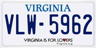 VA license plate VLW5962