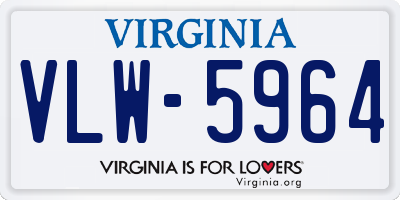 VA license plate VLW5964