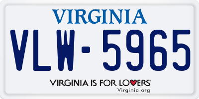 VA license plate VLW5965