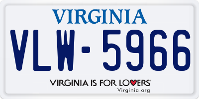 VA license plate VLW5966