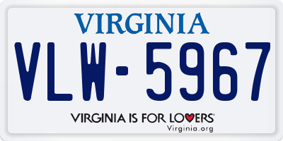 VA license plate VLW5967