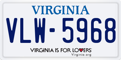 VA license plate VLW5968