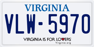 VA license plate VLW5970