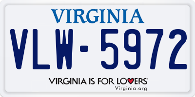 VA license plate VLW5972