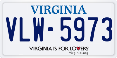 VA license plate VLW5973