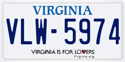 VA license plate VLW5974