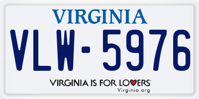 VA license plate VLW5976