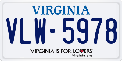 VA license plate VLW5978