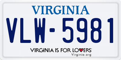 VA license plate VLW5981