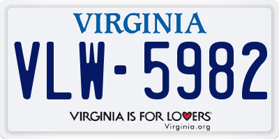 VA license plate VLW5982