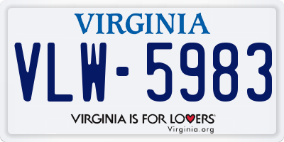 VA license plate VLW5983