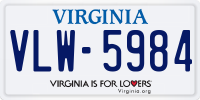 VA license plate VLW5984