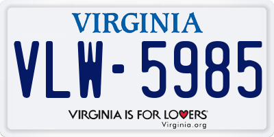 VA license plate VLW5985