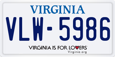 VA license plate VLW5986