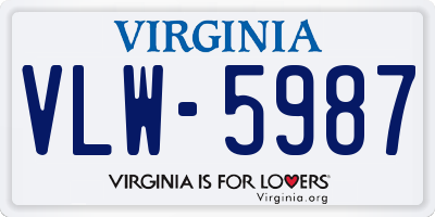 VA license plate VLW5987