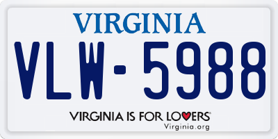 VA license plate VLW5988