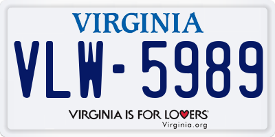 VA license plate VLW5989