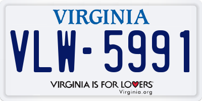 VA license plate VLW5991