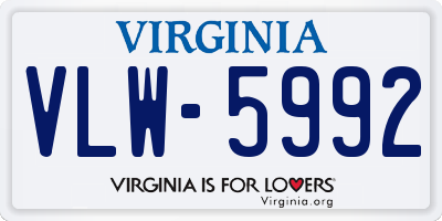 VA license plate VLW5992