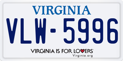 VA license plate VLW5996