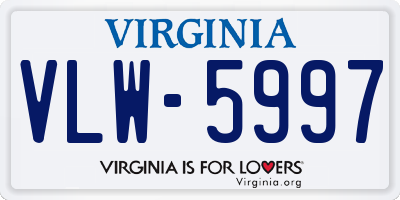 VA license plate VLW5997