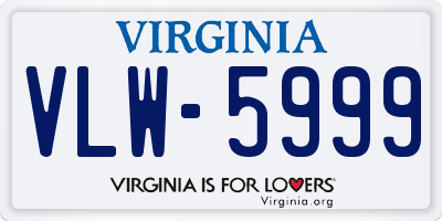 VA license plate VLW5999