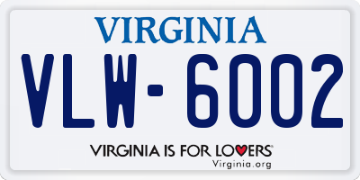 VA license plate VLW6002