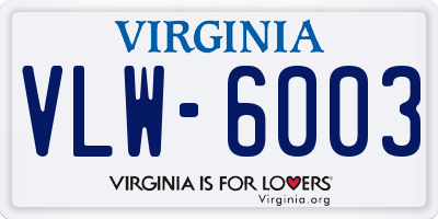 VA license plate VLW6003