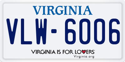 VA license plate VLW6006