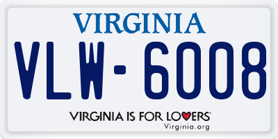 VA license plate VLW6008