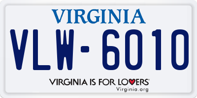 VA license plate VLW6010