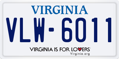 VA license plate VLW6011