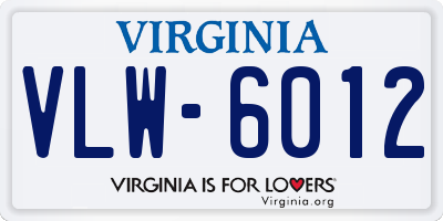 VA license plate VLW6012