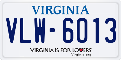 VA license plate VLW6013