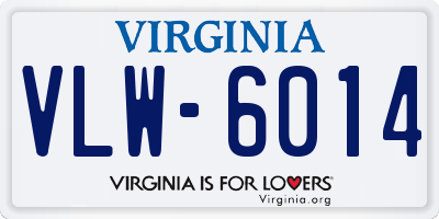 VA license plate VLW6014