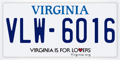 VA license plate VLW6016