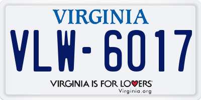 VA license plate VLW6017