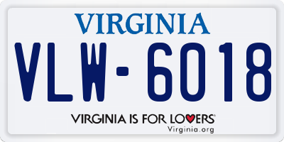 VA license plate VLW6018