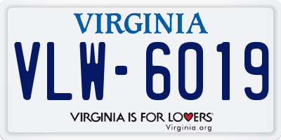 VA license plate VLW6019